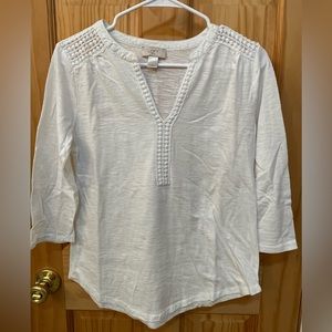 White LOFT Outlet Long Sleeve V-Neck Shirt - Size Small
